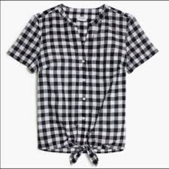 J. Crew Black and White Button Down Shirt with Mandarin Collar - Picture 1 of 4